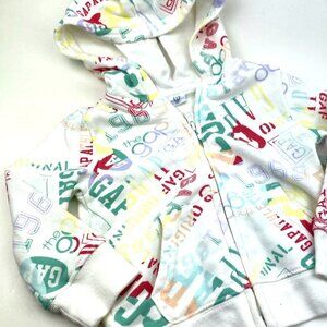 The Gap Baby Sweater SIze 2T Girls Hooded White Pockets Toddler Children Kids